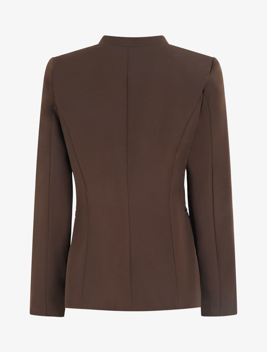 Veste ouverte à col cranté et épaulettes - Marron - 2