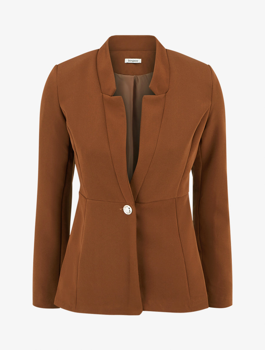Blazer uni à fermeture boutonné - Camel - 1