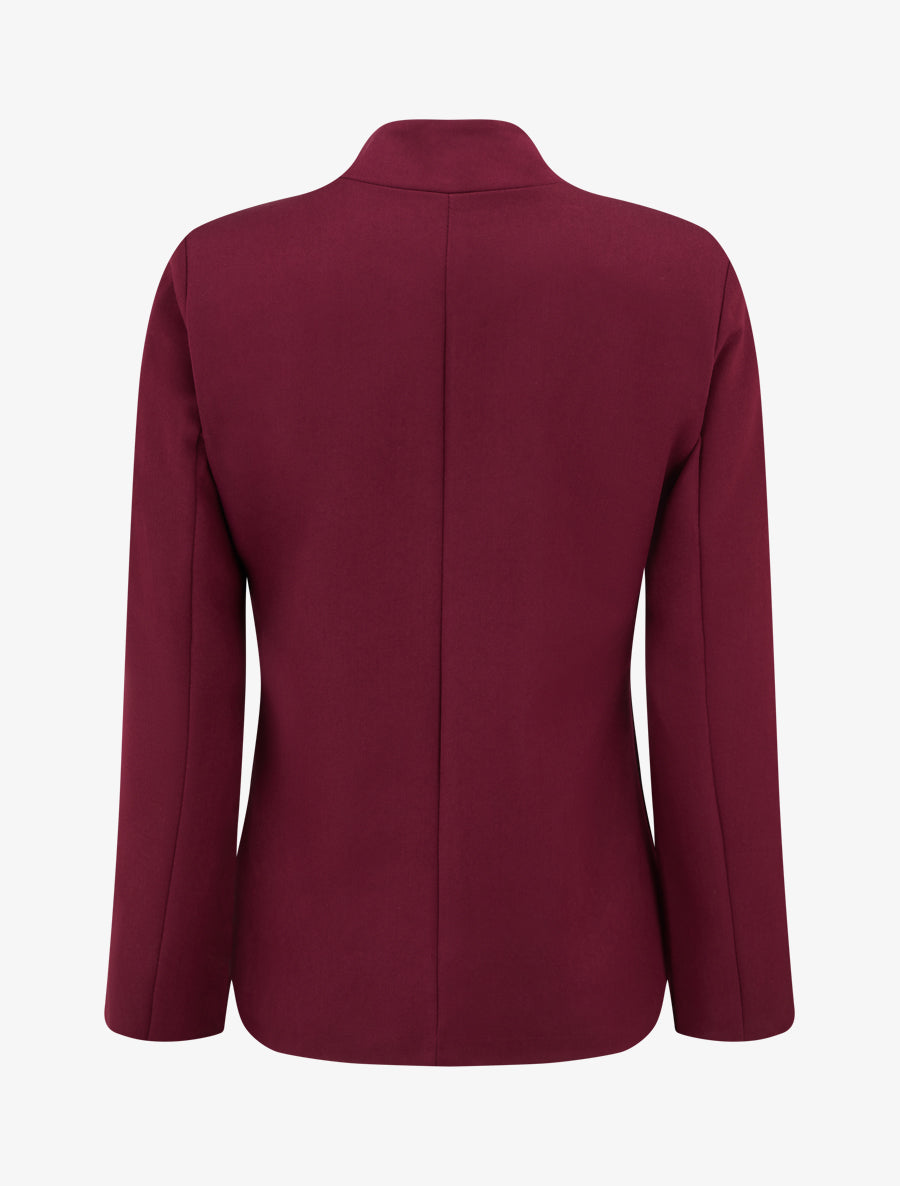 Blazer uni à col droit - Lie de vin - 2