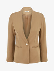 Blazer uni à col droit - Camel - 1