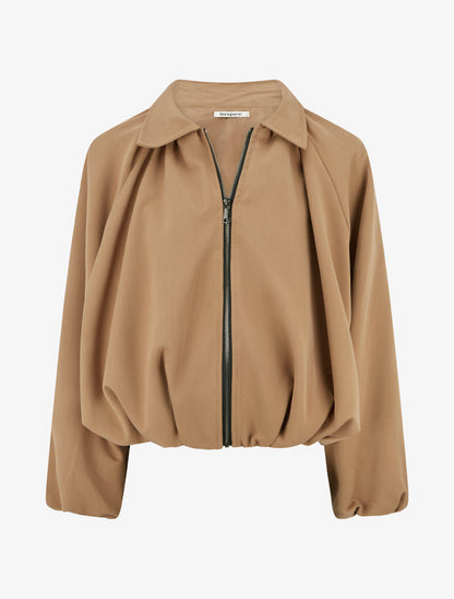 Bomber uni à bords élastiqués - Camel - 1