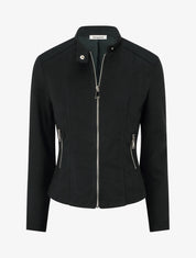 Veste en suédine à col montant et zip - Noir - 1