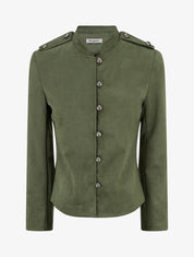 Veste en suédine boutonnée style officier - Kaki - 1