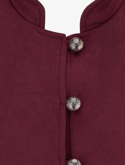 Veste en suédine boutonnée style officier - Lie de vin - 3