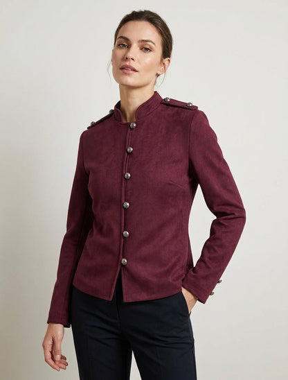 Chaqueta de ante abotonada estilo oficial - Color vino