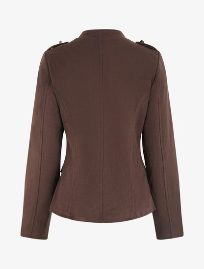 Veste en suédine style officier - Marron - 2