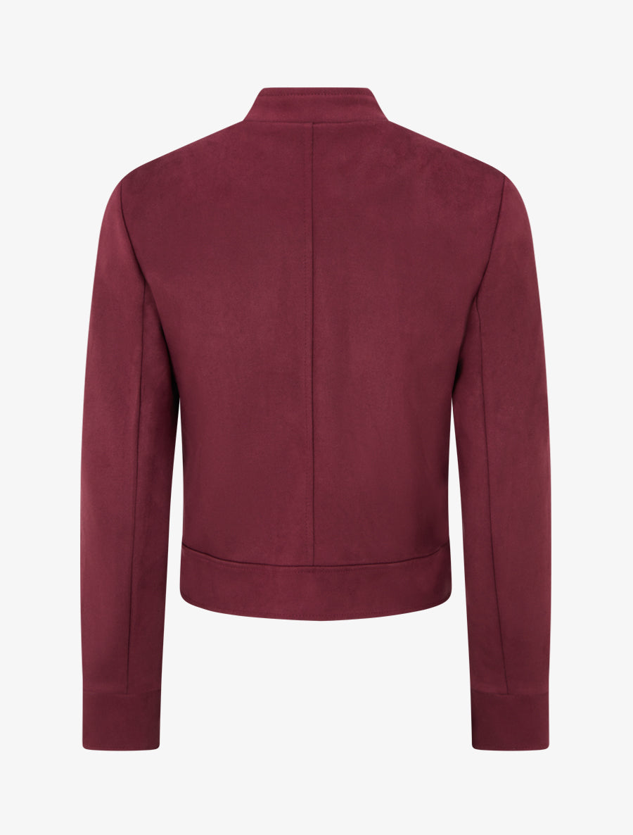 Veste en suédine zippée à poche à rabat - Lie de vin - 2