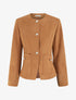 Veste en suédine boutonnée à col rond - Camel - 1