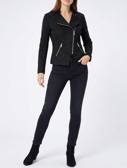 Chaqueta estilo perfecto en ante - Negro