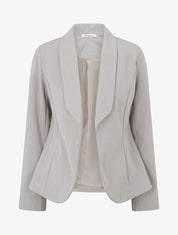 Blazer ouvert en feutrine motif chevron - Beige - 1