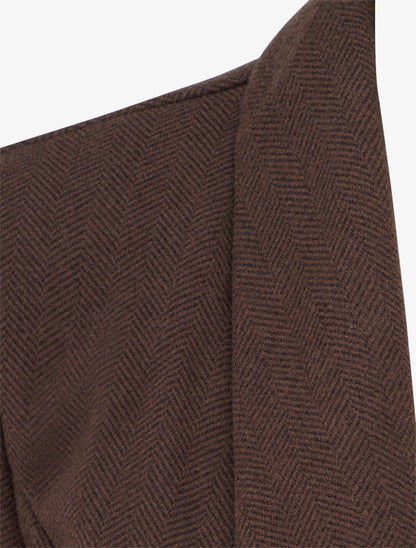 Blazer ouvert en feutrine motif chevron - Marron - 3