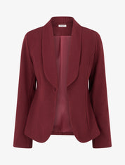Blazer ouvert en feutrine motif chevron - Lie de vin - 1
