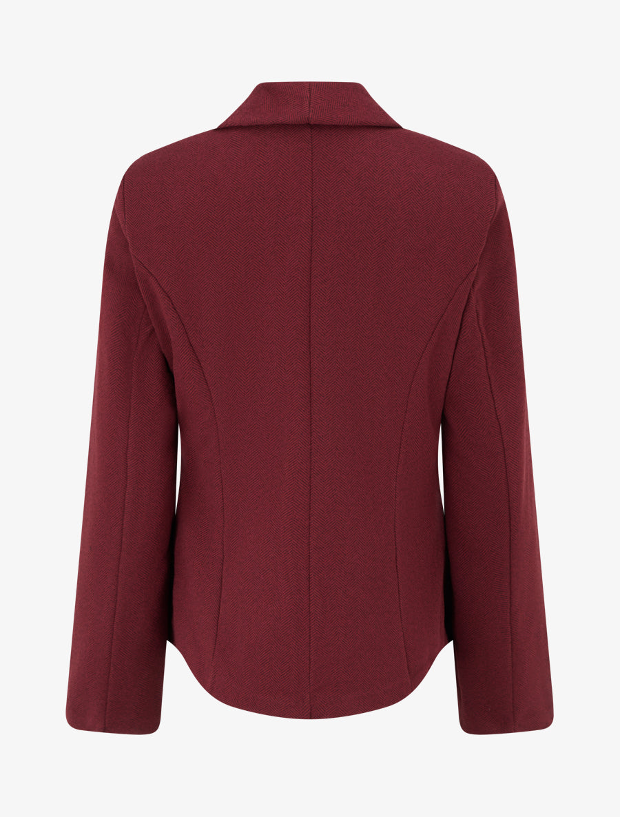 Blazer ouvert en feutrine motif chevron - Lie de vin - 2