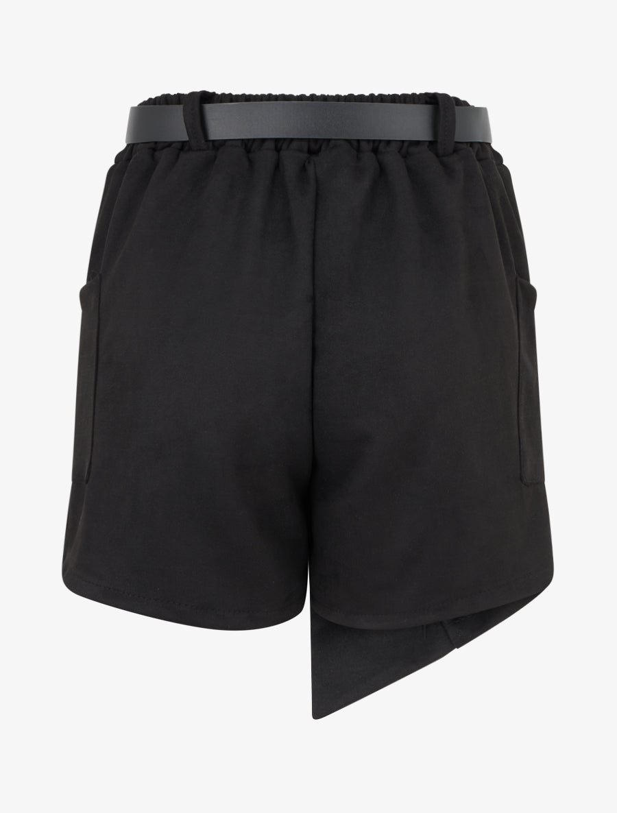 Short suédine style jupe à poches plaquées - Noir - 2