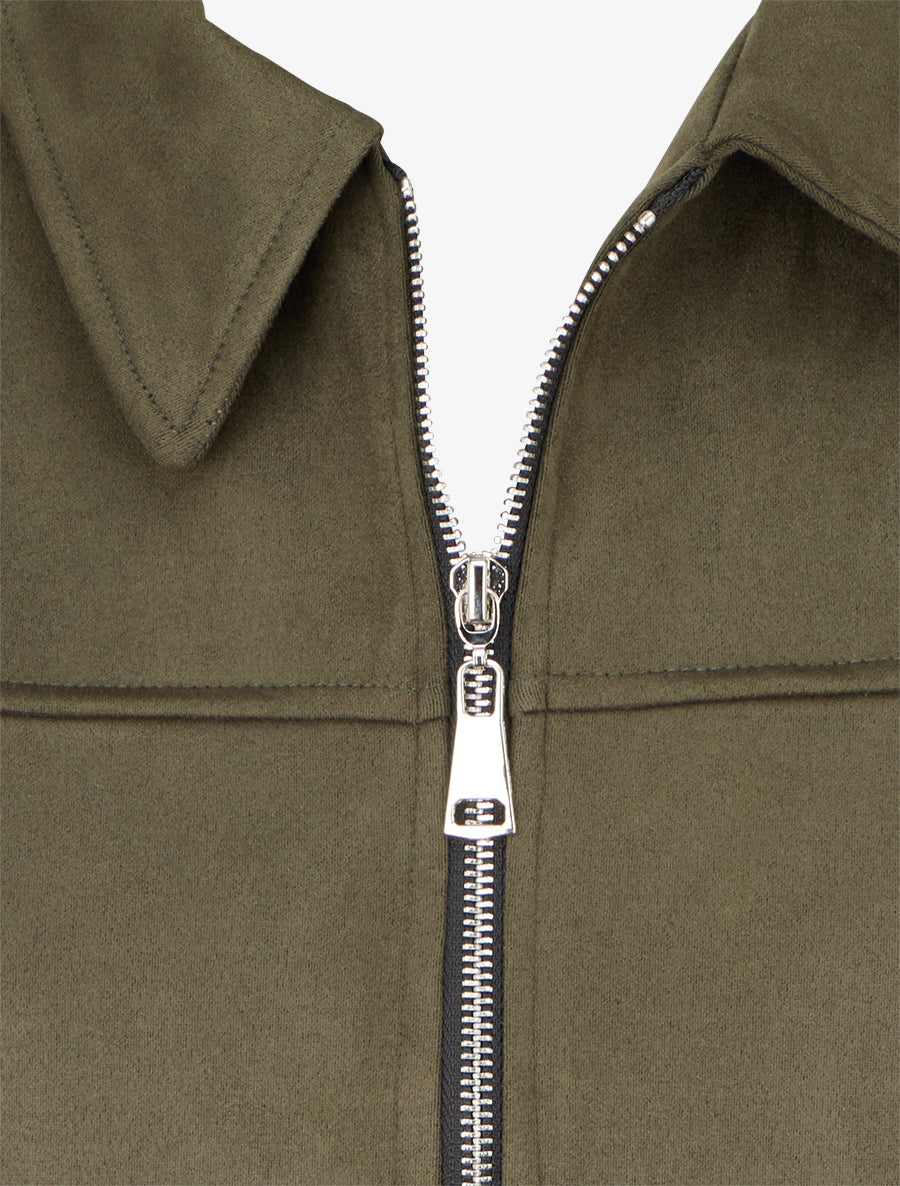 Veste zippée effet daim - Kaki - 3