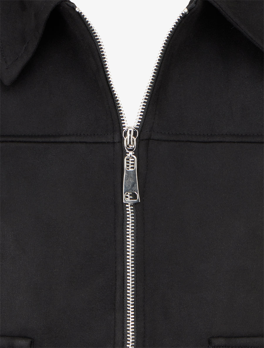 Veste zippée effet daim - Noir - 3