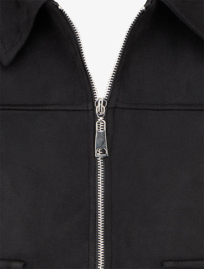 Veste zippée effet daim - Noir - 3