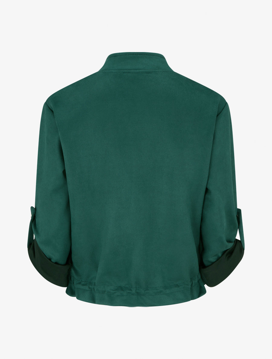 Veste en suédine coupe droite et poches à rabat - Vert foncé - 2