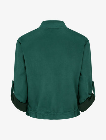 Veste en suédine coupe droite et poches à rabat - Vert foncé - 2