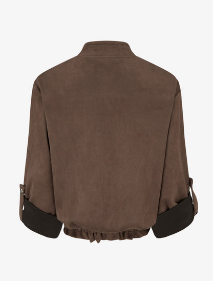 Veste en suédine coupe droite et poches à rabat - Marron - 2