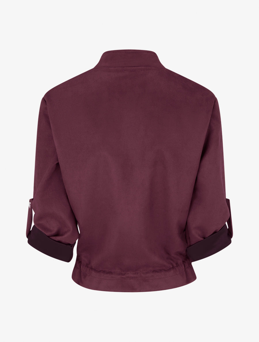 Veste en suédine coupe droite et poches à rabat - Prune - 2