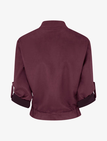 Veste en suédine coupe droite et poches à rabat - Prune - 2