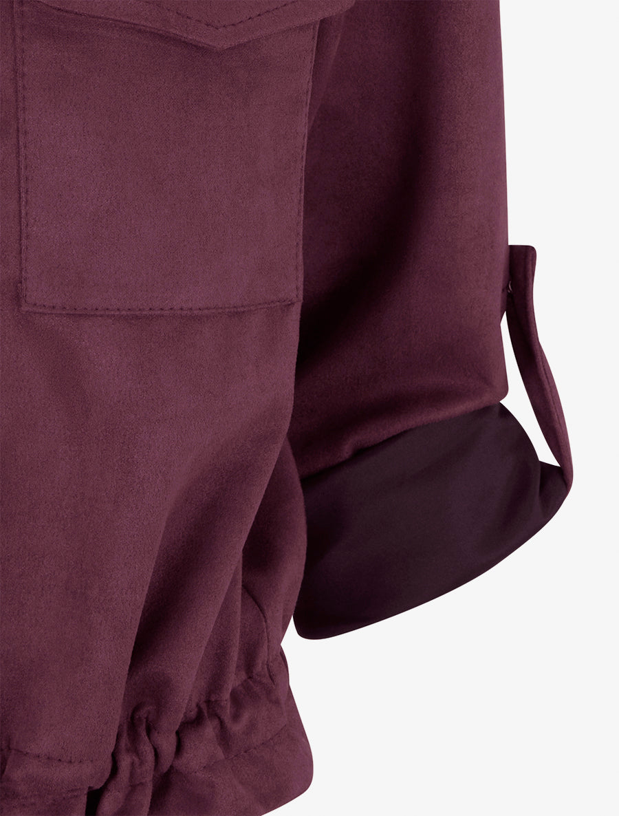 Veste en suédine coupe droite et poches à rabat - Prune - 3