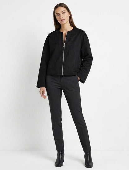 Chaqueta de ante estilo bomber corte oversize - Negro