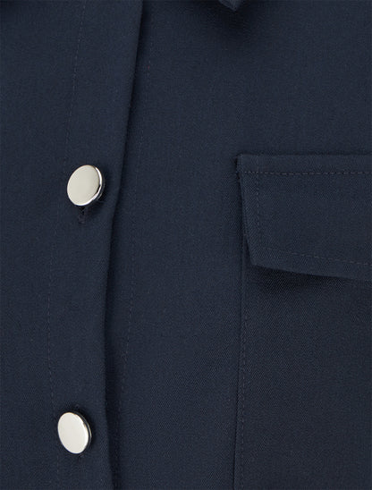 Robe chemise trapèze manches courtes - Marine - 3