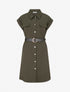Robe chemise trapèze manches courtes - Kaki - 1