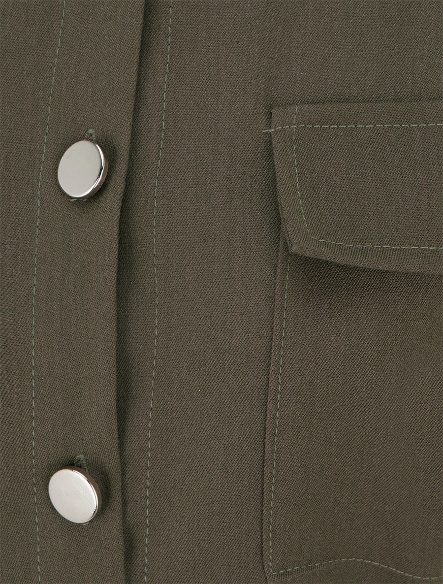 Robe chemise trapèze manches courtes - Kaki - 3