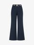 Pantalon ample taille haute bijoux - Marine - 1