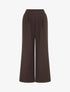 Pantalon uni à taille élastiquée - Marron - 1