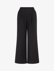 Pantalon uni à taille élastiquée - Noir - 1