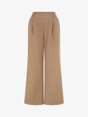 Pantalon uni à taille élastiquée - Camel - 1