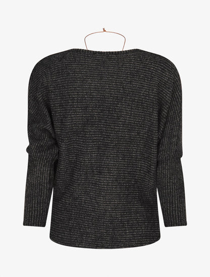 Pull côtelé et irisé - Noir - 2