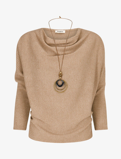 Pull côtelé et irisé - Taupe - 5
