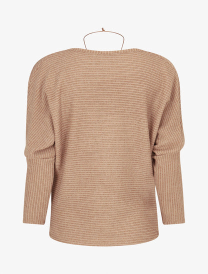 Pull côtelé et irisé - Taupe - 2