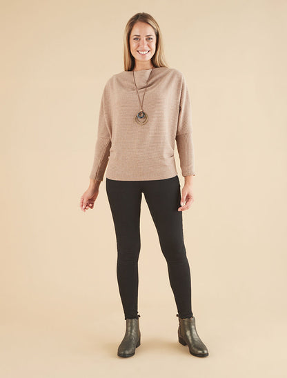 Pull côtelé et irisé - Taupe - 4
