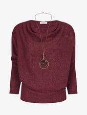 Pull côtelé et irisé - Lie de vin - 1