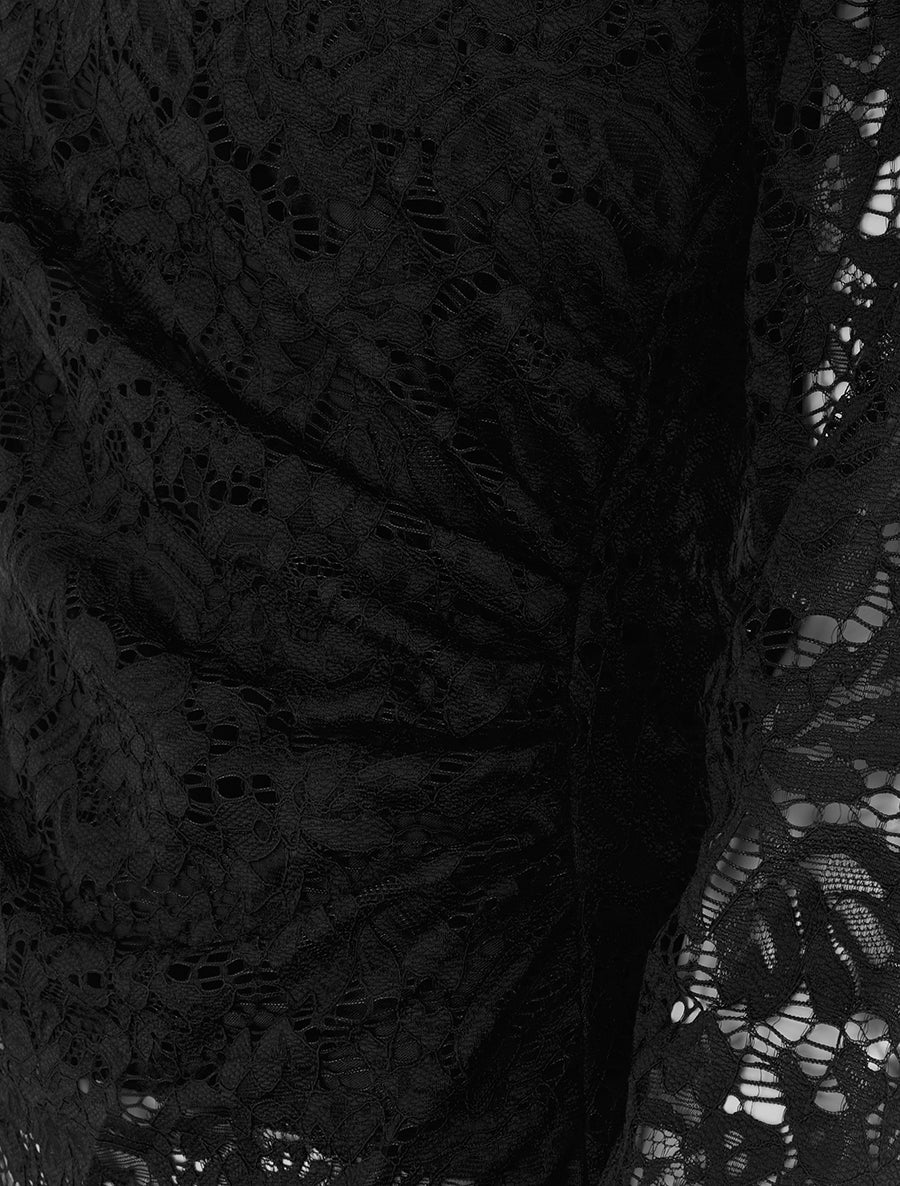 Top en dentelle à col montant - Noir - 3