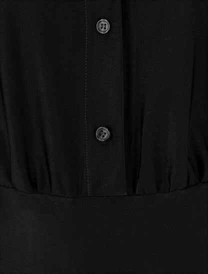 Body satiné style chemise - Noir - 3