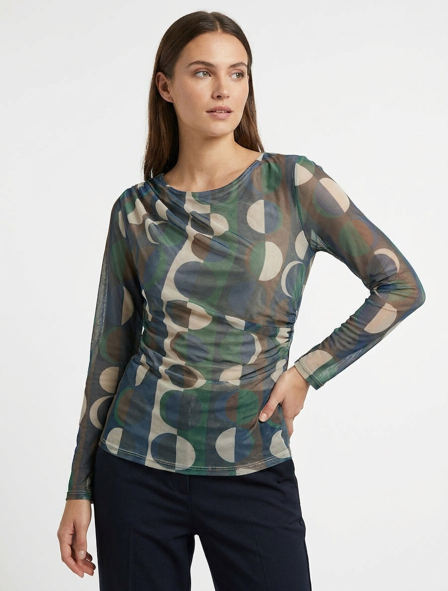 Top de tul con estampado gráfico - Marine