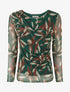 Top imprimé abstrait en tulle - Vert sapin - 1
