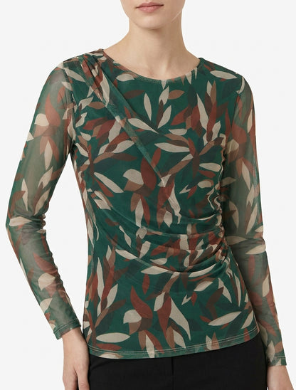 Top de tul con estampado abstracto - Verde abeto