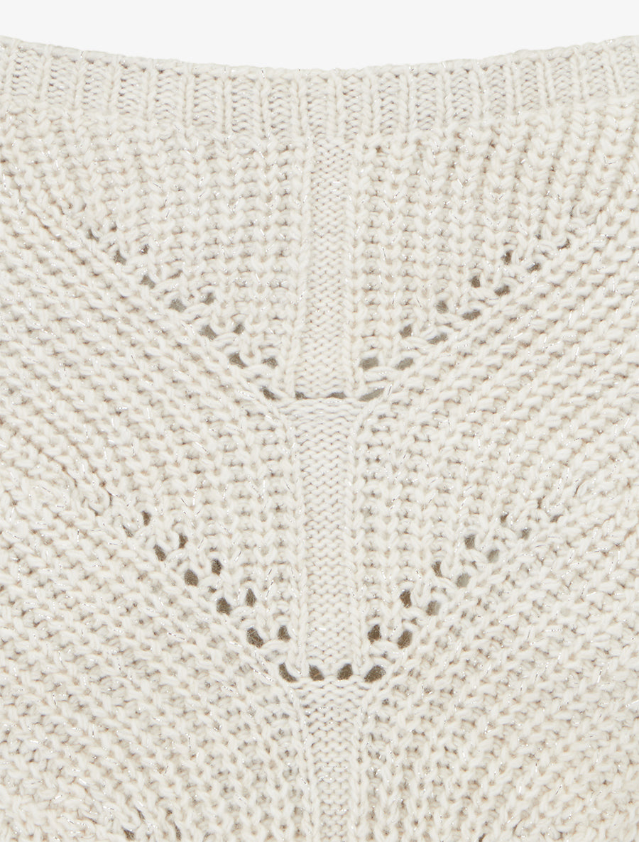 Pull droit en maille irisée à col bateau - Écru - 3