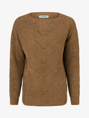 Pull droit en maille irisée à col bateau - Camel - 1