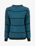 Pull droit à col montant et rayures - Bleu canard - 1