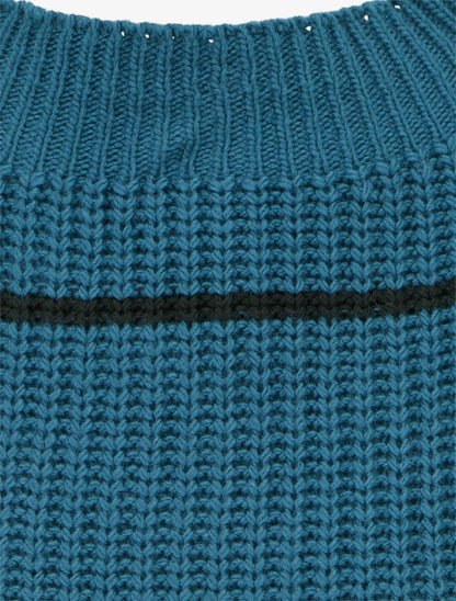Pull droit à col montant et rayures - Bleu canard - 3