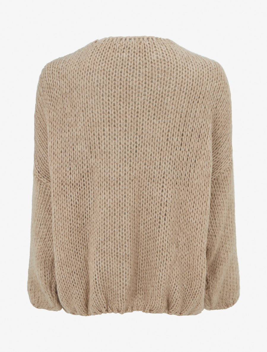 Gilet ouvert en maille épaisse coupe ample - Beige - 2